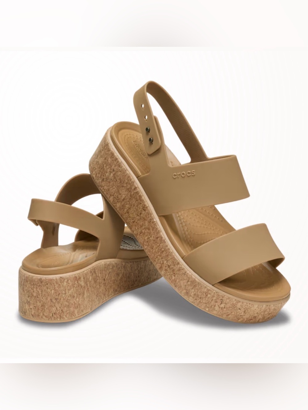 CROCS Brooklyn Low Wedge Cork Sandal new NWOB umber tan platform women’s 7